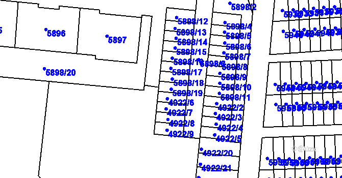 Parcela st. 5898/19 v KÚ Most II, Katastrální mapa