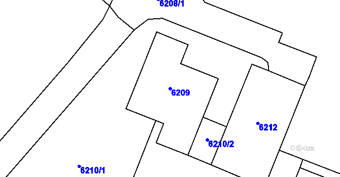 Parcela st. 6209 v KÚ Most II, Katastrální mapa