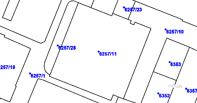Parcela st. 6257/11 v KÚ Most II, Katastrální mapa