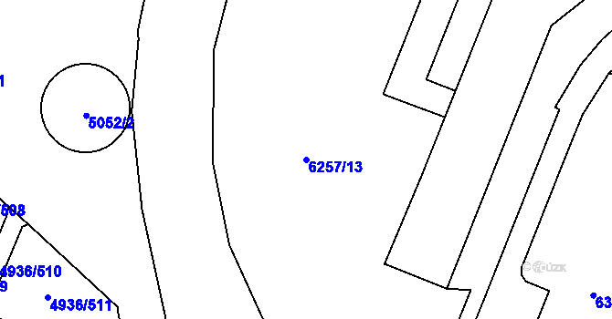Parcela st. 6257/13 v KÚ Most II, Katastrální mapa