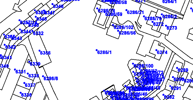 Parcela st. 6286/1 v KÚ Most II, Katastrální mapa
