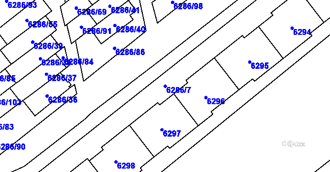 Parcela st. 6286/7 v KÚ Most II, Katastrální mapa