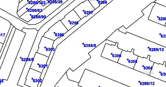 Parcela st. 6286/8 v KÚ Most II, Katastrální mapa