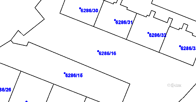 Parcela st. 6286/16 v KÚ Most II, Katastrální mapa