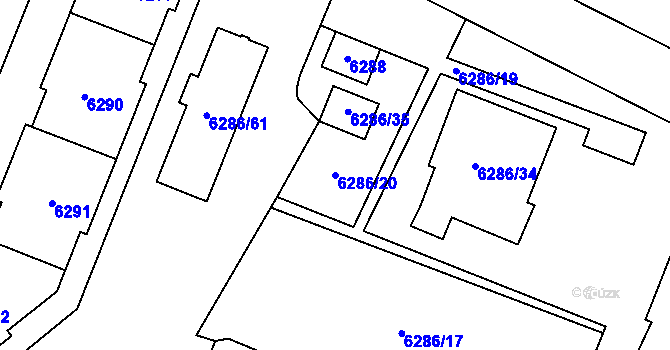 Parcela st. 6286/20 v KÚ Most II, Katastrální mapa