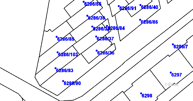 Parcela st. 6286/36 v KÚ Most II, Katastrální mapa