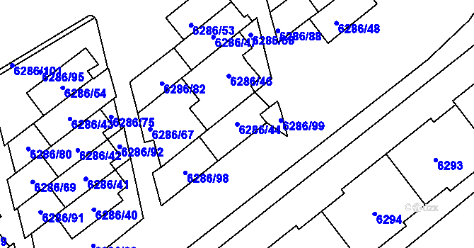 Parcela st. 6286/44 v KÚ Most II, Katastrální mapa