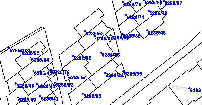 Parcela st. 6286/46 v KÚ Most II, Katastrální mapa
