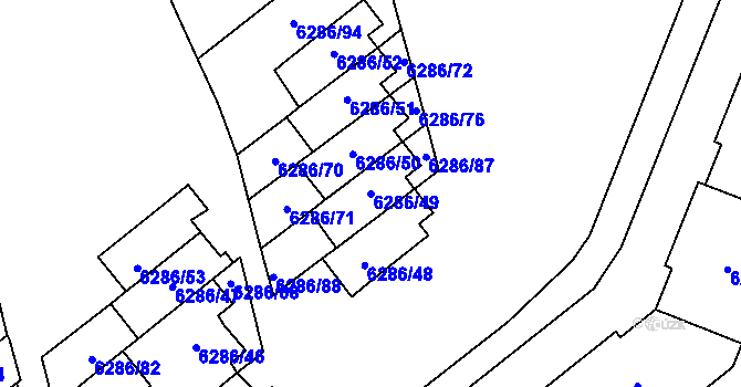 Parcela st. 6286/49 v KÚ Most II, Katastrální mapa