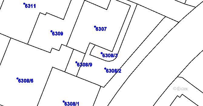 Parcela st. 6308/3 v KÚ Most II, Katastrální mapa