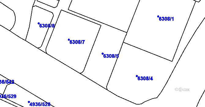 Parcela st. 6308/5 v KÚ Most II, Katastrální mapa