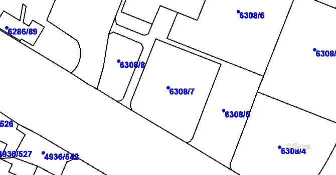 Parcela st. 6308/7 v KÚ Most II, Katastrální mapa