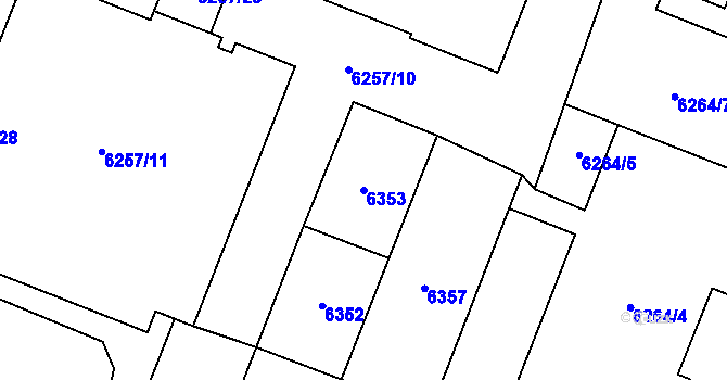 Parcela st. 6353 v KÚ Most II, Katastrální mapa