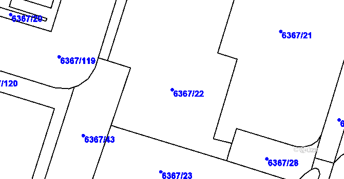Parcela st. 6367/22 v KÚ Most II, Katastrální mapa