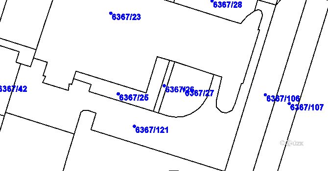 Parcela st. 6367/26 v KÚ Most II, Katastrální mapa