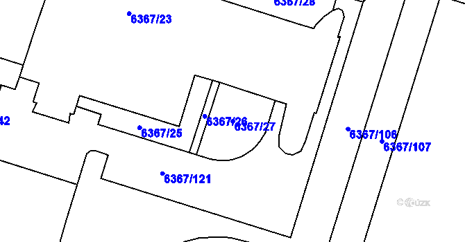 Parcela st. 6367/27 v KÚ Most II, Katastrální mapa