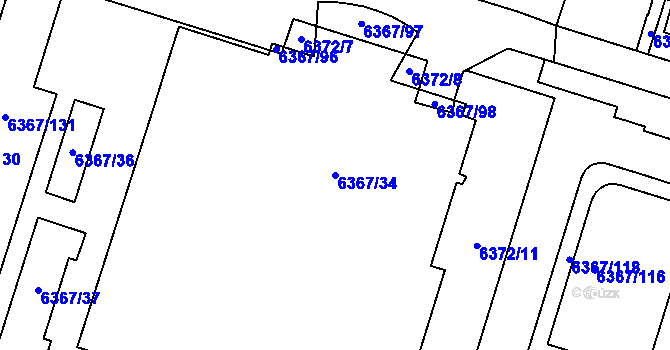 Parcela st. 6367/34 v KÚ Most II, Katastrální mapa