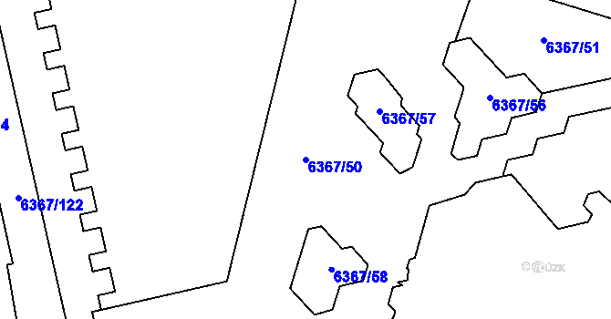 Parcela st. 6367/50 v KÚ Most II, Katastrální mapa