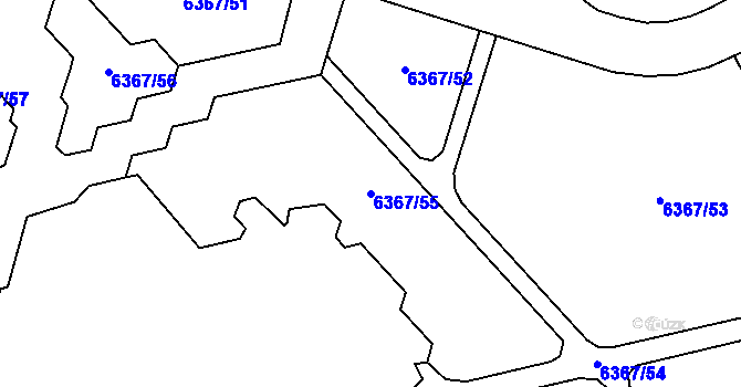 Parcela st. 6367/55 v KÚ Most II, Katastrální mapa