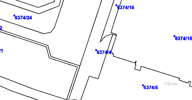 Parcela st. 6374/4 v KÚ Most II, Katastrální mapa