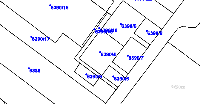 Parcela st. 6390/4 v KÚ Most II, Katastrální mapa