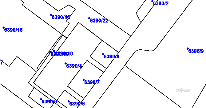 Parcela st. 6390/8 v KÚ Most II, Katastrální mapa