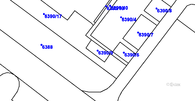 Parcela st. 6390/9 v KÚ Most II, Katastrální mapa