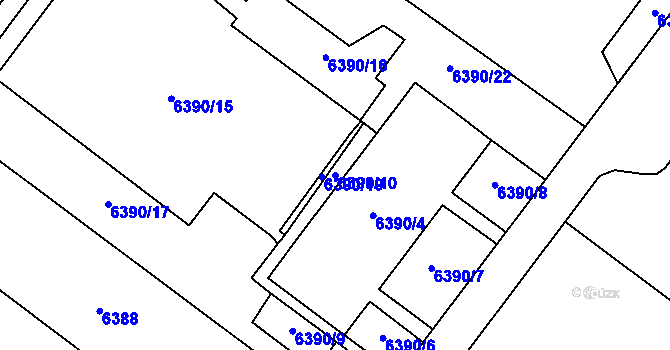 Parcela st. 6390/10 v KÚ Most II, Katastrální mapa