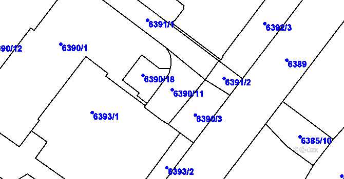 Parcela st. 6390/11 v KÚ Most II, Katastrální mapa
