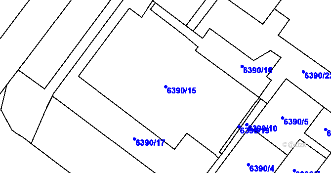Parcela st. 6390/15 v KÚ Most II, Katastrální mapa
