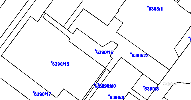 Parcela st. 6390/16 v KÚ Most II, Katastrální mapa