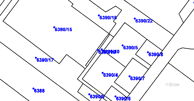 Parcela st. 6390/19 v KÚ Most II, Katastrální mapa