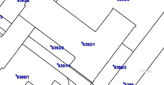 Parcela st. 6392/1 v KÚ Most II, Katastrální mapa