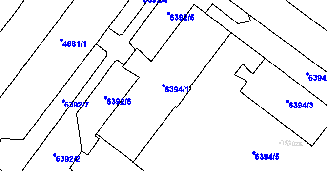 Parcela st. 6394/1 v KÚ Most II, Katastrální mapa