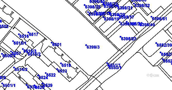 Parcela st. 6398/3 v KÚ Most II, Katastrální mapa