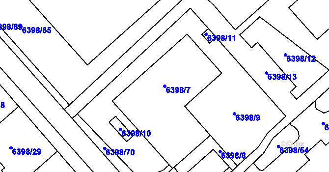 Parcela st. 6398/7 v KÚ Most II, Katastrální mapa