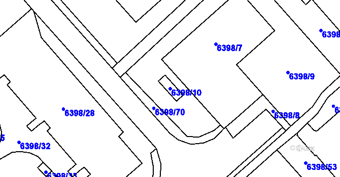 Parcela st. 6398/10 v KÚ Most II, Katastrální mapa