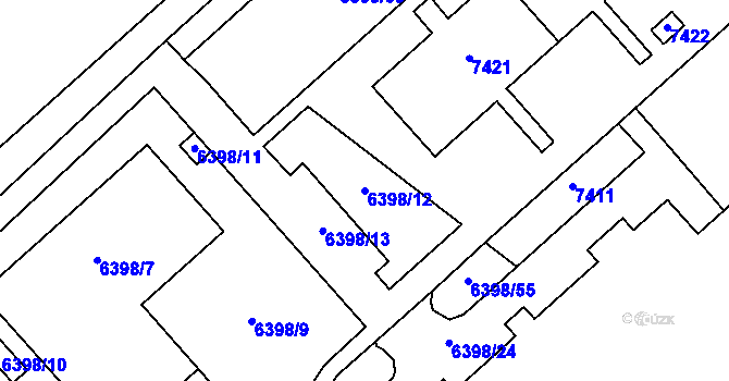 Parcela st. 6398/12 v KÚ Most II, Katastrální mapa