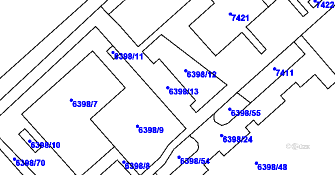 Parcela st. 6398/13 v KÚ Most II, Katastrální mapa