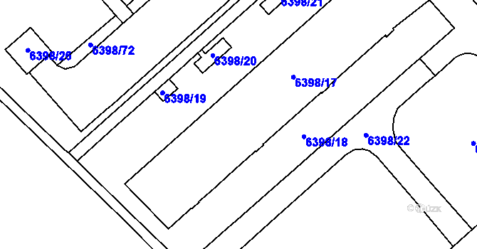 Parcela st. 6398/15 v KÚ Most II, Katastrální mapa