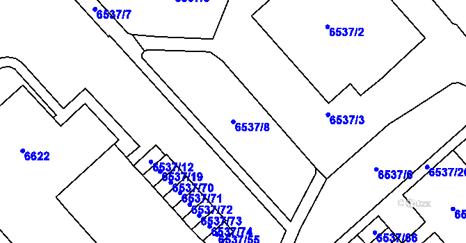 Parcela st. 6537/8 v KÚ Most II, Katastrální mapa