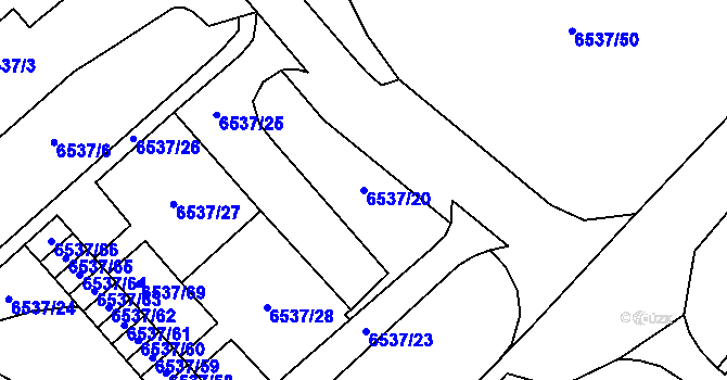 Parcela st. 6537/20 v KÚ Most II, Katastrální mapa