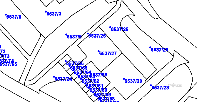 Parcela st. 6537/27 v KÚ Most II, Katastrální mapa