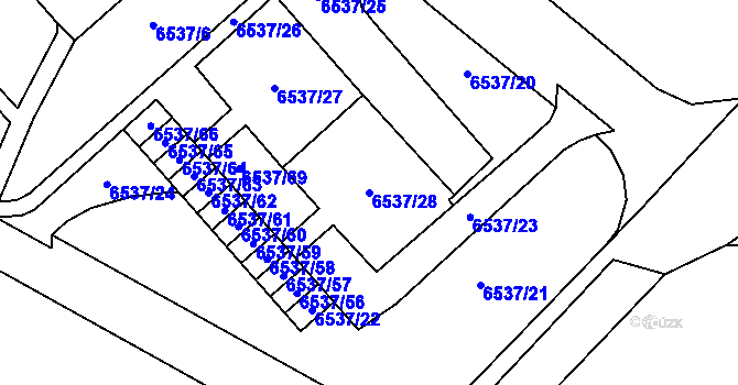 Parcela st. 6537/28 v KÚ Most II, Katastrální mapa