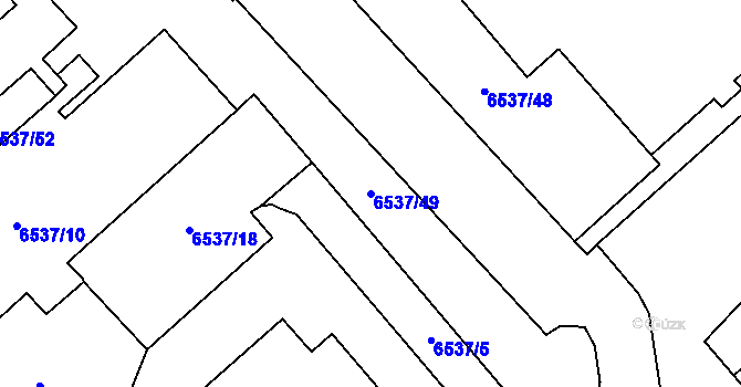 Parcela st. 6537/49 v KÚ Most II, Katastrální mapa