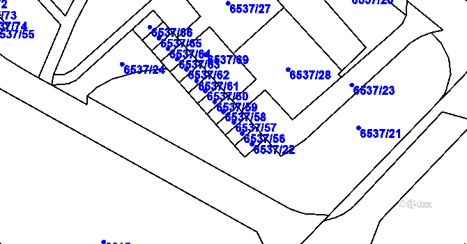 Parcela st. 6537/57 v KÚ Most II, Katastrální mapa