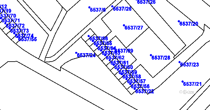 Parcela st. 6537/62 v KÚ Most II, Katastrální mapa