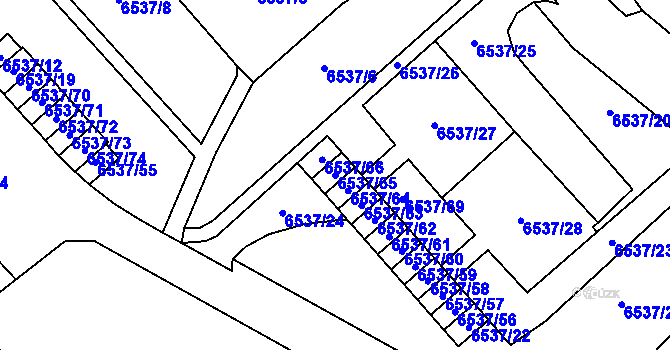 Parcela st. 6537/65 v KÚ Most II, Katastrální mapa