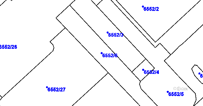 Parcela st. 6552/6 v KÚ Most II, Katastrální mapa