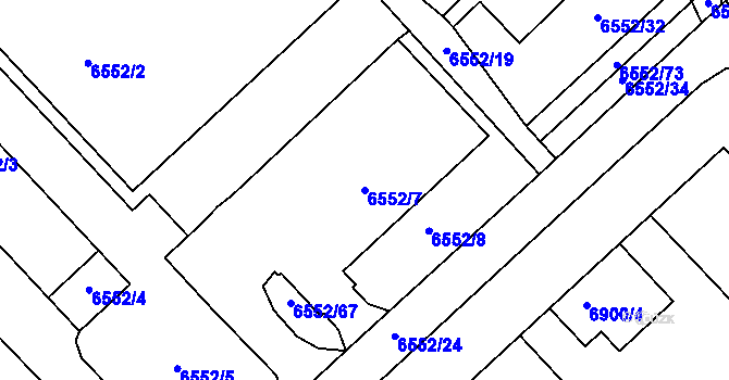 Parcela st. 6552/7 v KÚ Most II, Katastrální mapa